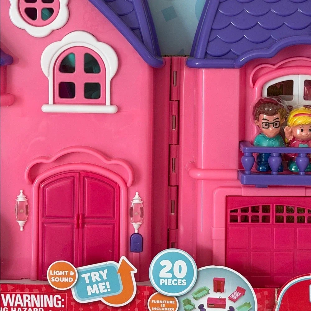 Kid Connection Folding Dollhouse Play Set 20 Pieces Light Sound Car Figures NEW